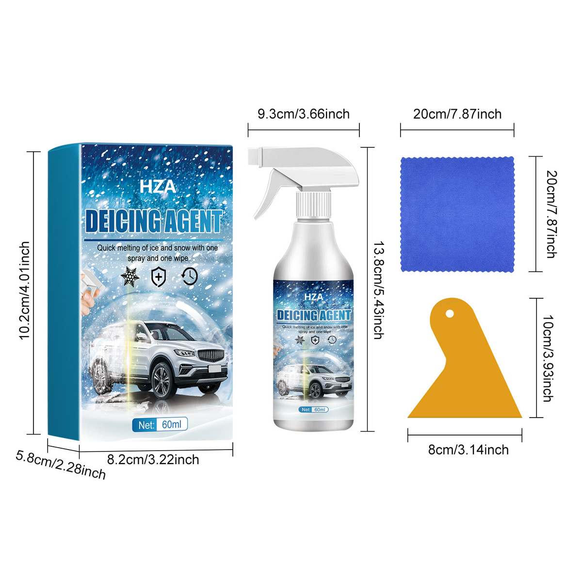 Fast-Acting Car Windshield Spray – Quick Ice & Frost Remover