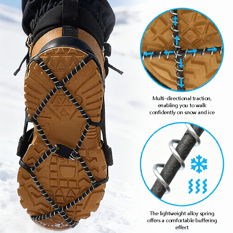 360° Traction Cleats – Stainless Steel Coils, Easy-On Fit, All-Terrain Anti-Slip