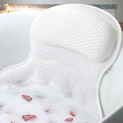 ⭐Luxury 4D Mesh Bath Pillow for Tub – Soft Headrest with Strong Suction Cups