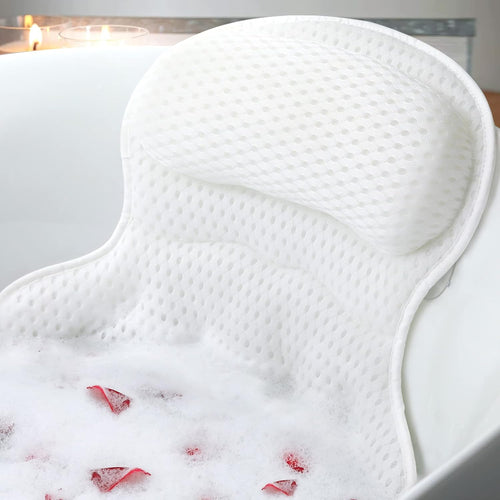 ⭐Luxury 4D Mesh Bath Pillow for Tub – Soft Headrest with Strong Suction Cups