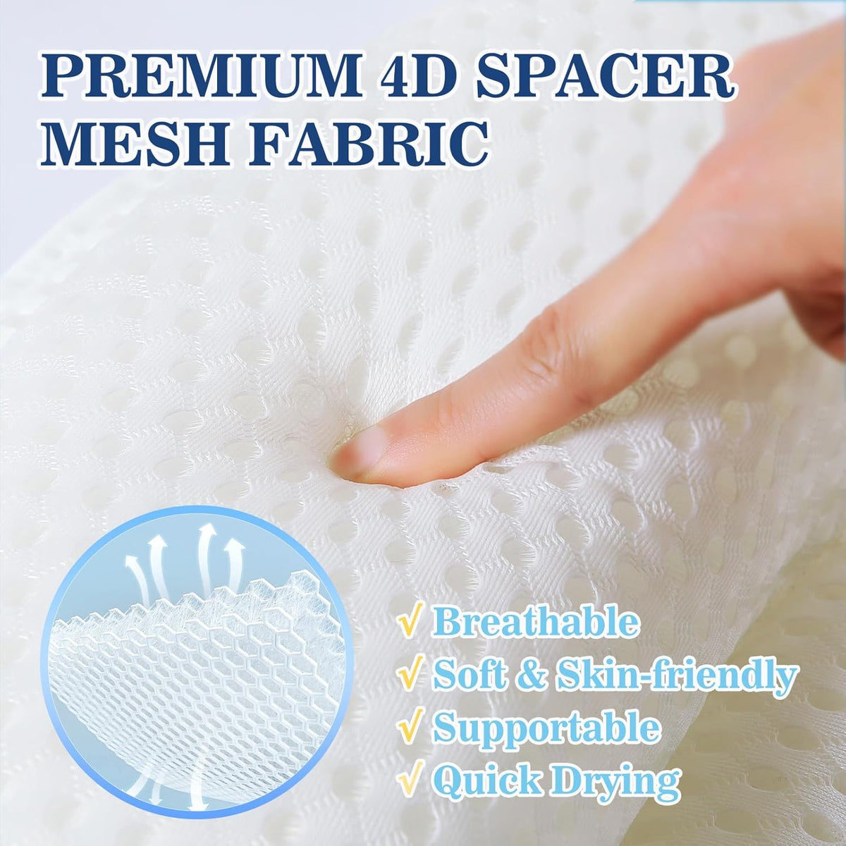 ⭐Luxury 4D Mesh Bath Pillow for Tub – Soft Headrest with Strong Suction Cups