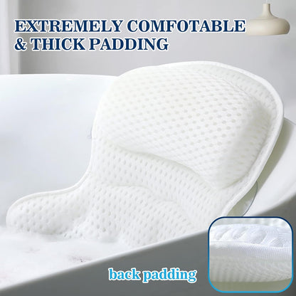 ⭐Luxury 4D Mesh Bath Pillow for Tub – Soft Headrest with Strong Suction Cups