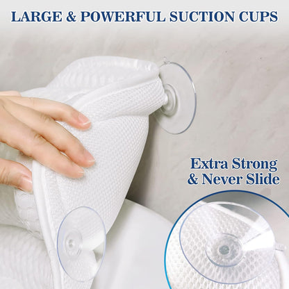 ⭐Luxury 4D Mesh Bath Pillow for Tub – Soft Headrest with Strong Suction Cups