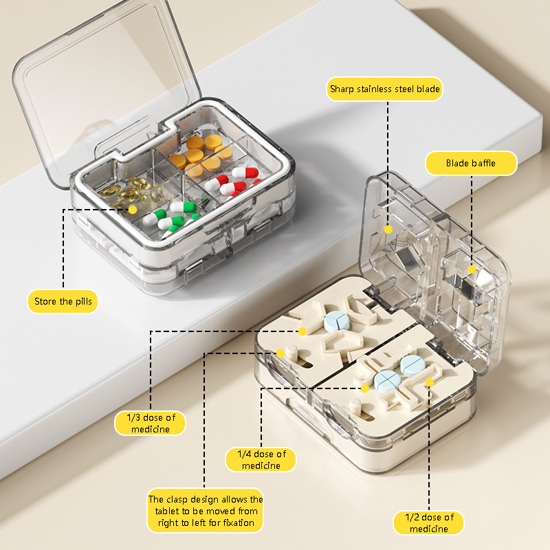 💊 Portable Double-Layer Sealed Pill Cutter